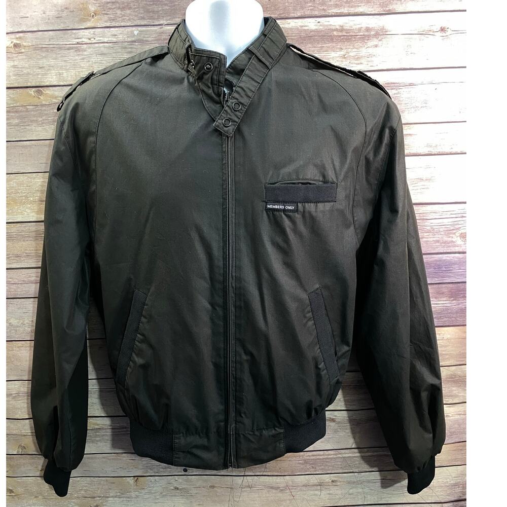 Members Only 1980s Vintage Jacket Cafe Classic 38 Black